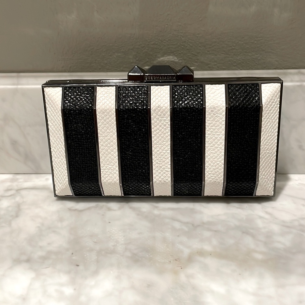 Chic black and white clutch.